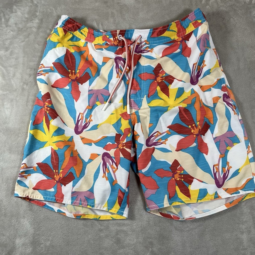 Johnnie-O Mens XL Lined Board Shorts Swim Trunks Floral All Over Print AOP